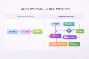 demo workflow vs real workflow automation system